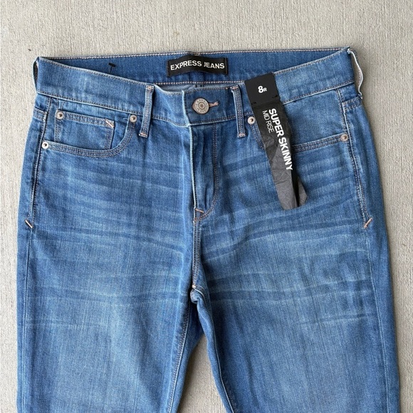 Express Super Skinny Mid Rise Jeans Size 8 NEW - Picture 2 of 5